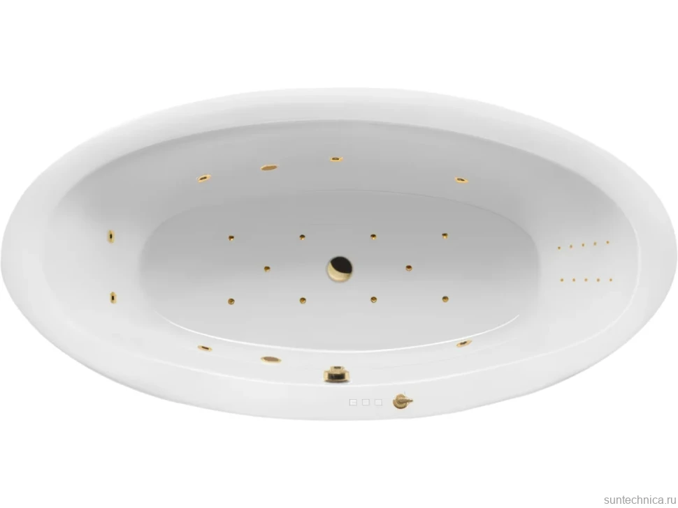Акриловая ванна Excellent Lumina Ultra Nano 190x95 см, встраиваемая, с гидромассажем, белая, овальная, с каркасом, со сливом-переливом, фурнитура золото