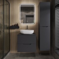Тумба с раковиной Orange Line 60 подвесная, 2 ящика, матовый графит с раковиной B05-480W