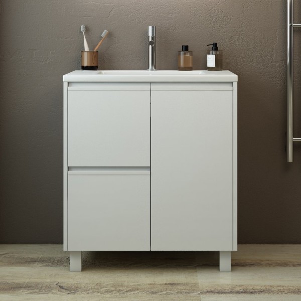 Тумба с раковиной Emmy Вега 70 напольная, белая