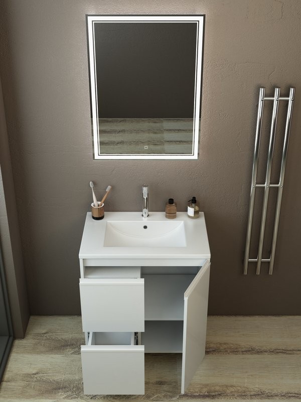 Тумба с раковиной Emmy Вега 70 напольная, белая