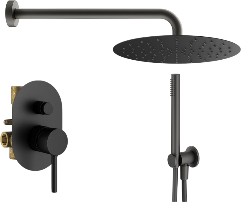 Душевой комплект Plumberia Selection Ixo KITXO15NO С ВНУТРЕННЕЙ ЧАСТЬЮ, черный матовый