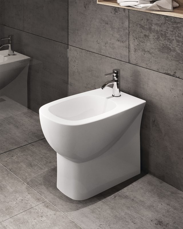 Биде напольное Sanita luxe Infinity BD.FS/Infinity/C/WHT.G/S1 глянцевое белое