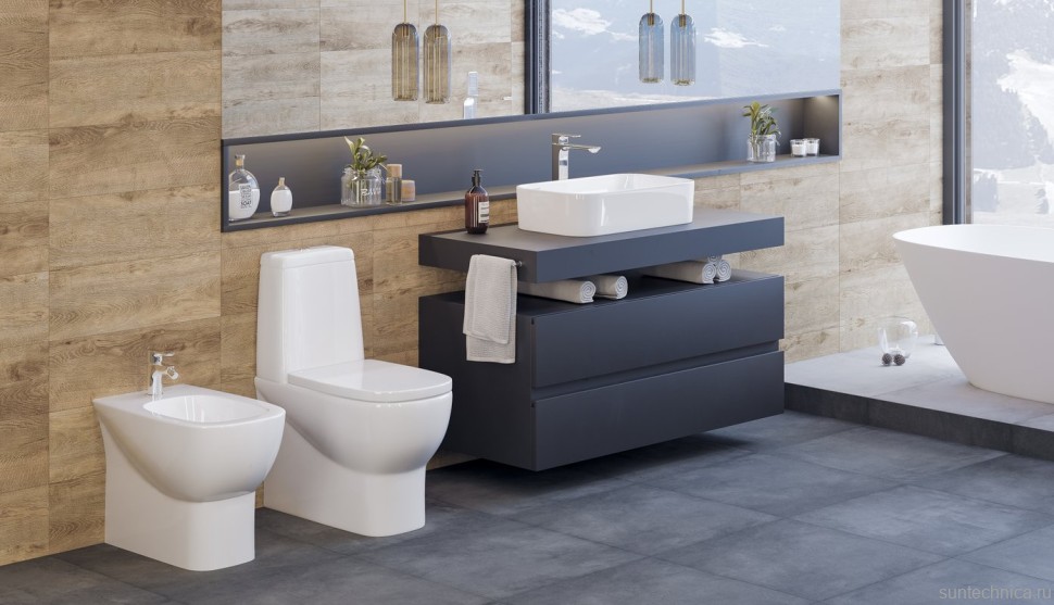 Биде напольное Sanita luxe Infinity BD.FS/Infinity/C/WHT.G/S1 глянцевое белое