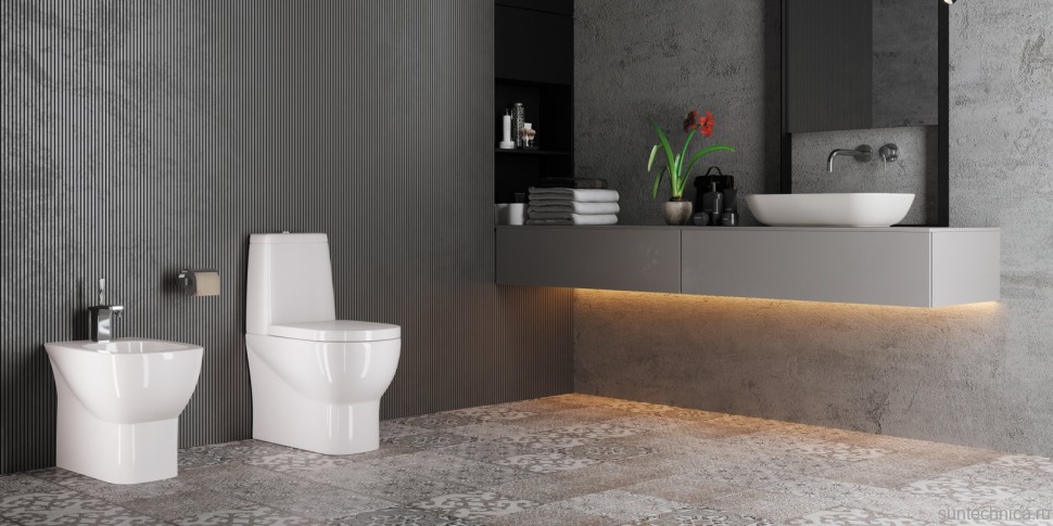 Биде напольное Sanita luxe Infinity BD.FS/Infinity/C/WHT.G/S1 глянцевое белое