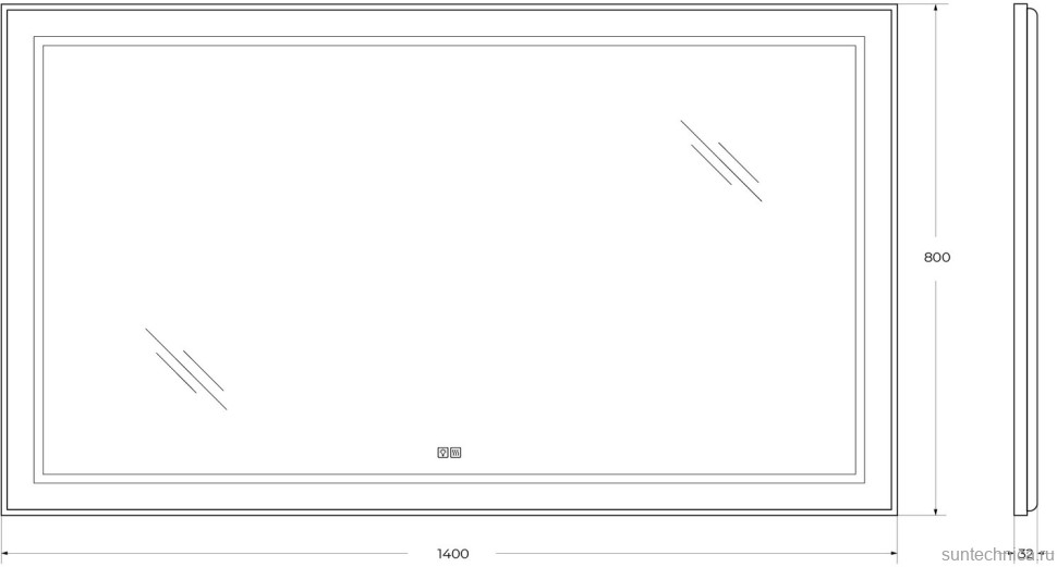 Зеркало BelBagno Kraft 80x140, с подсветкой, с подогревом, черный