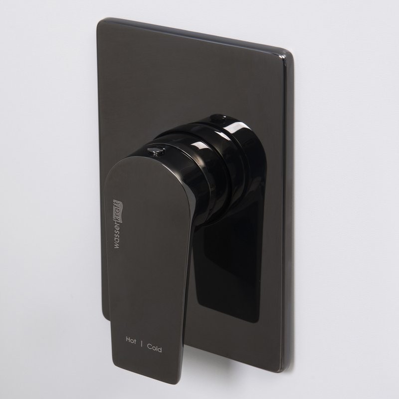 Встраиваемый смеситель для душа и ванны Wasserkraft Glan 6651 С ВНУТРЕННЕЙ ЧАСТЬЮ, черный глянец