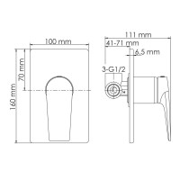 Встраиваемый смеситель для душа и ванны Wasserkraft Glan 6651 С ВНУТРЕННЕЙ ЧАСТЬЮ, черный глянец