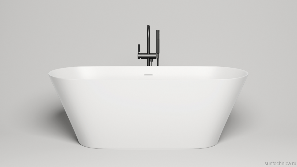 Ванна из искусственного камня Salini Mona S-Sense 170x70 см, отдельностоящая, белая, овальная, с донным клапаном