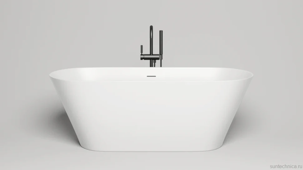 Ванна из искусственного камня Salini Mona S-Sense 170x70 см, отдельностоящая, белая, овальная, с донным клапаном