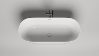 Ванна из искусственного камня Salini Mona S-Sense 170x70 см, отдельностоящая, белая, овальная, с донным клапаном