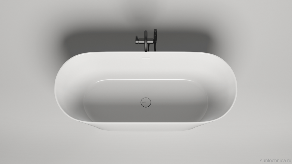 Ванна из искусственного камня Salini Mona S-Sense 170x70 см, отдельностоящая, белая, овальная, с донным клапаном