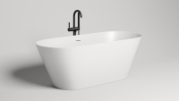 Ванна из искусственного камня Salini Mona S-Sense 170x70 см, отдельностоящая, белая, овальная, с донным клапаном