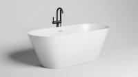 Ванна из искусственного камня Salini Mona S-Sense 170x70 см, отдельностоящая, белая, овальная, с донным клапаном
