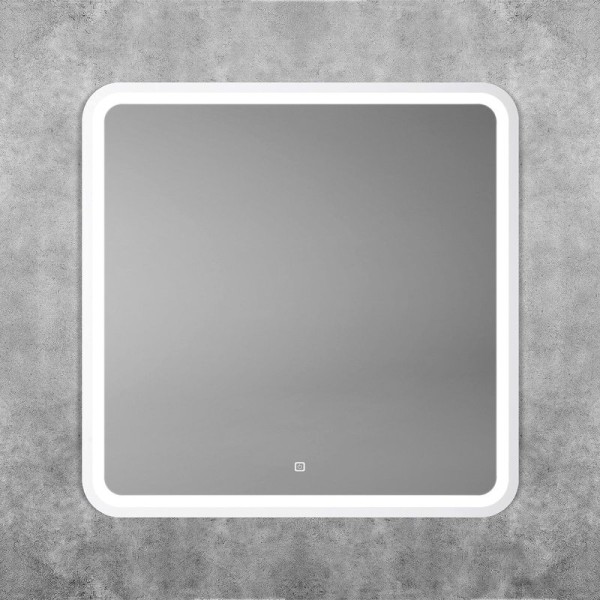 Зеркало Art&Max Genova AM-Gen-800-800-DS-F-White 80х80 белое, с LED-подсветкой, 6000К