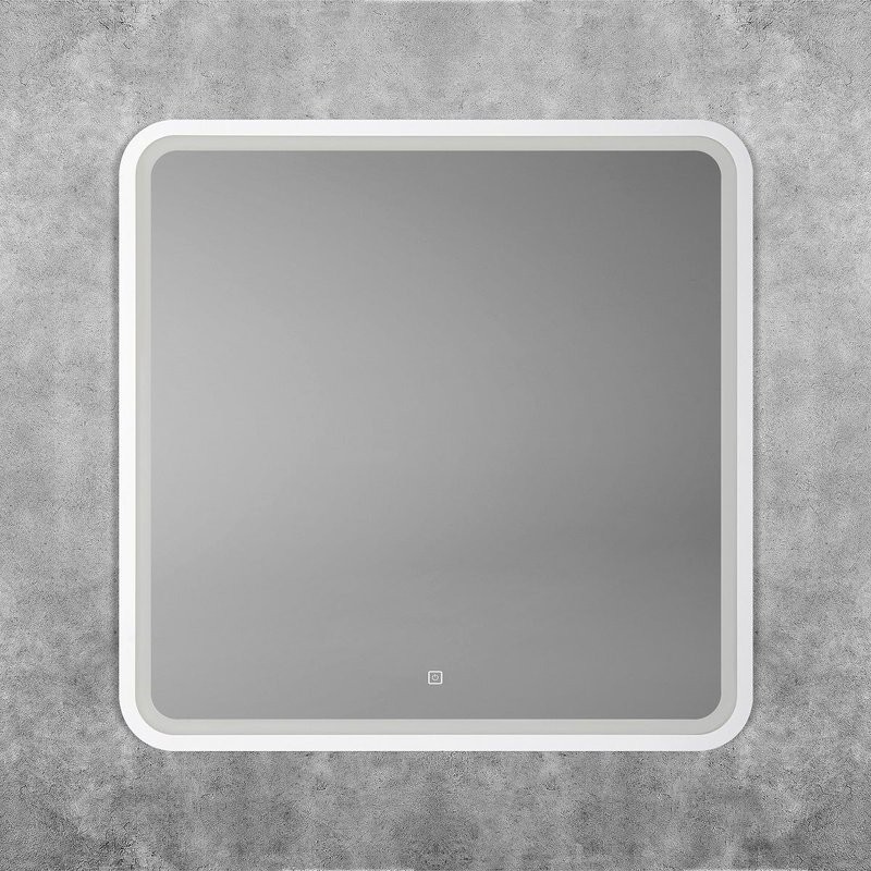 Зеркало Art&Max Genova AM-Gen-800-800-DS-F-White 80х80 белое, с LED-подсветкой, 6000К