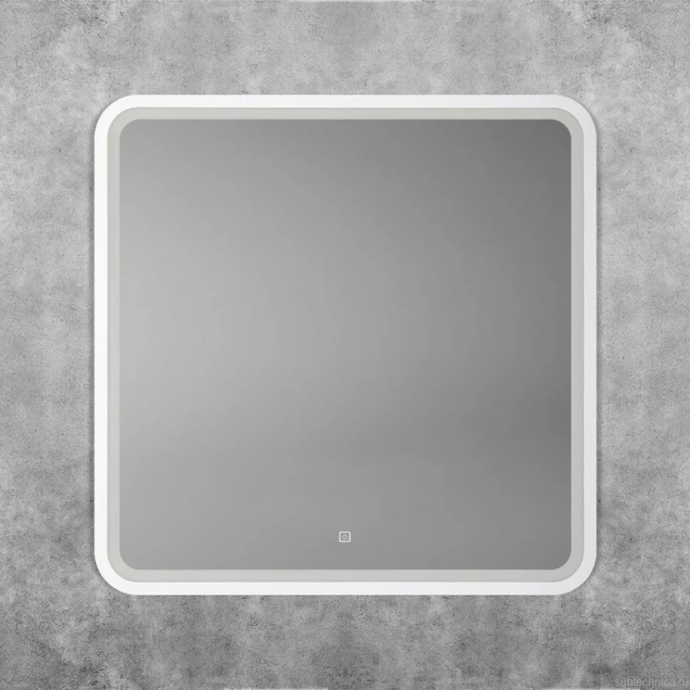 Зеркало Art&Max Genova AM-Gen-800-800-DS-F-White 80х80 белое, с LED-подсветкой, 6000К