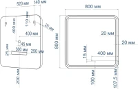 Зеркало Art&Max Genova AM-Gen-800-800-DS-F-White 80х80 белое, с LED-подсветкой, 6000К