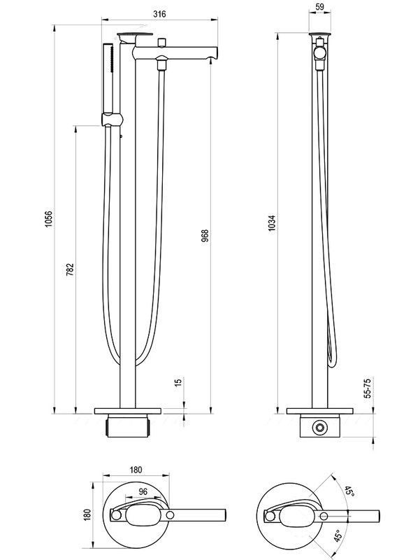 Напольный смеситель для ванны с душем Ravak Spring SG 080.10WHM белый матовый