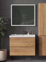 Мебель для ванной комнаты SanStar Riana 80 подвесная, дуб крафт золотой, раковина Moduo 80