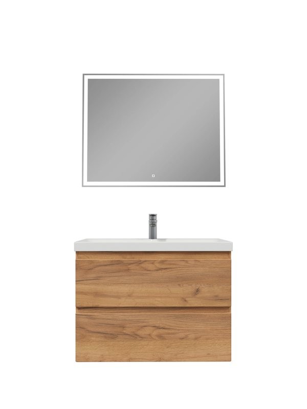 Мебель для ванной комнаты SanStar Riana 80 подвесная, дуб крафт золотой, раковина Moduo 80