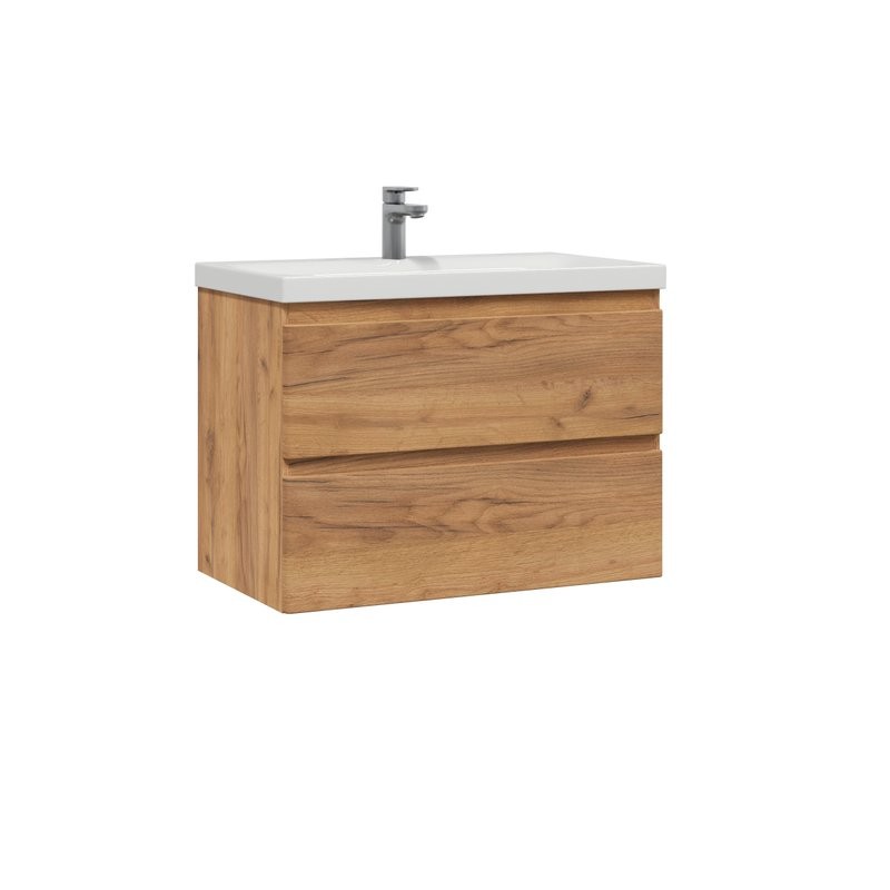 Мебель для ванной комнаты SanStar Riana 80 подвесная, дуб крафт золотой, раковина Moduo 80