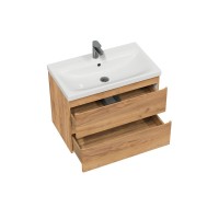 Мебель для ванной комнаты SanStar Riana 80 подвесная, дуб крафт золотой, раковина Moduo 80