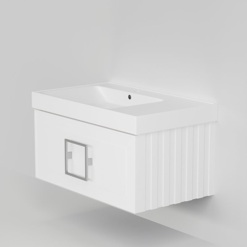 Мебель для ванной комнаты La Fenice Cubo 80 белая, ручка хром