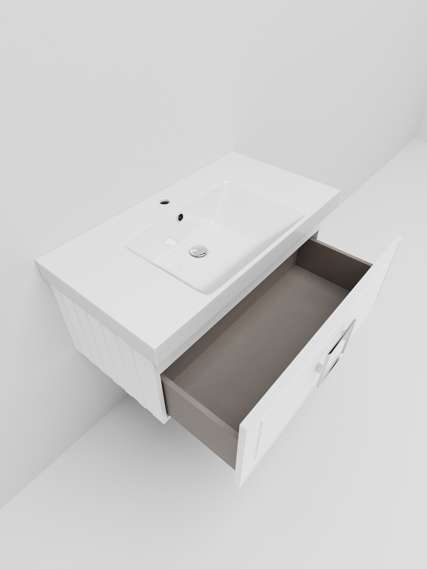 Мебель для ванной комнаты La Fenice Cubo 80 белая, ручка хром