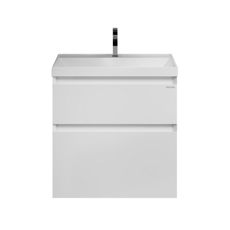 Тумба под раковину без столешницы Grossman Меркадо 60 подвесная, матовая белая
