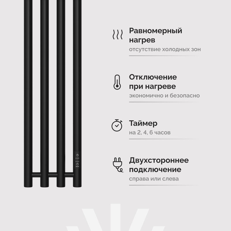 Полотенцесушитель электрический EWRIKA Пенелопа Х4 140, черный