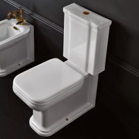 Унитаз-компакт напольный Kerasan Waldorf бачок 418101, белый, с микролифтом, петли бронза