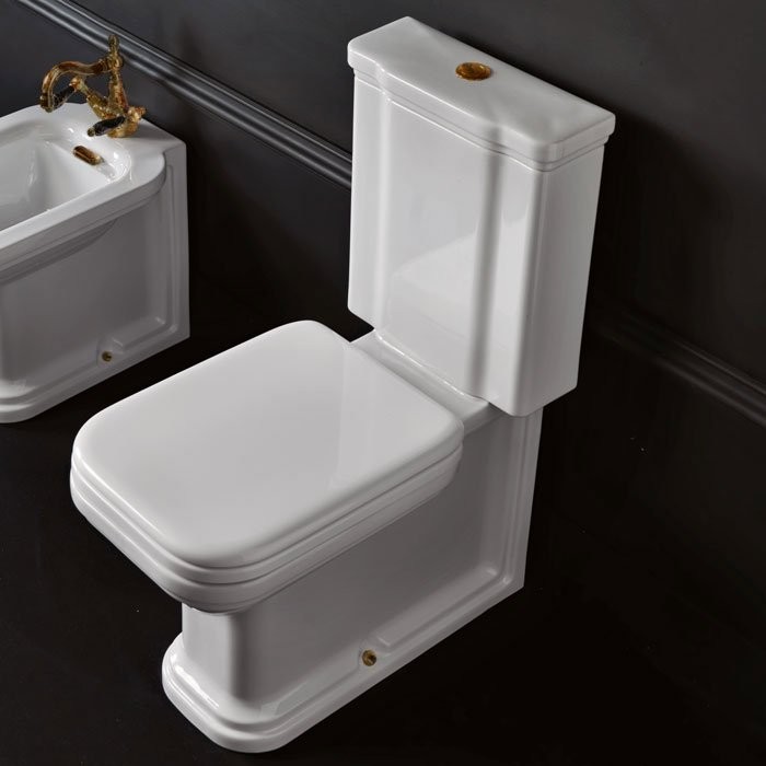 Унитаз-компакт напольный Kerasan Waldorf бачок 418101, белый, с микролифтом, петли бронза