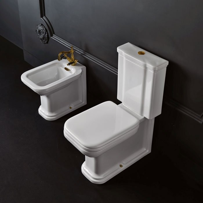 Унитаз-компакт напольный Kerasan Waldorf бачок 418101, белый, с микролифтом, петли бронза