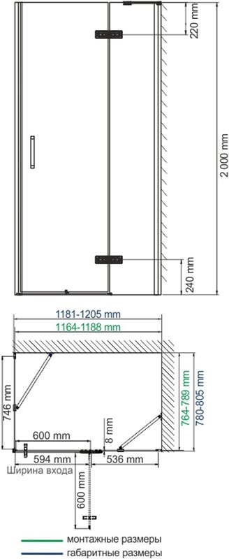 Душевой уголок Wasserkraft Aller Black 10H06RBLACK 120x80 см