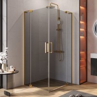 Душевой уголок Cezares Slider AH 2 70/80-80/90 GRIGIO BORO профиль брашированное золото, стекло серое
