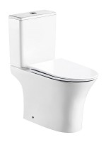 Унитаз-компакт напольный AZARIO Fretta Round AZ-7121A безободковый, с микролифтом, глянцевый белый