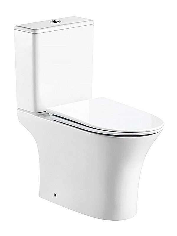 Унитаз-компакт напольный AZARIO Fretta Round AZ-7121A безободковый, с микролифтом, глянцевый белый