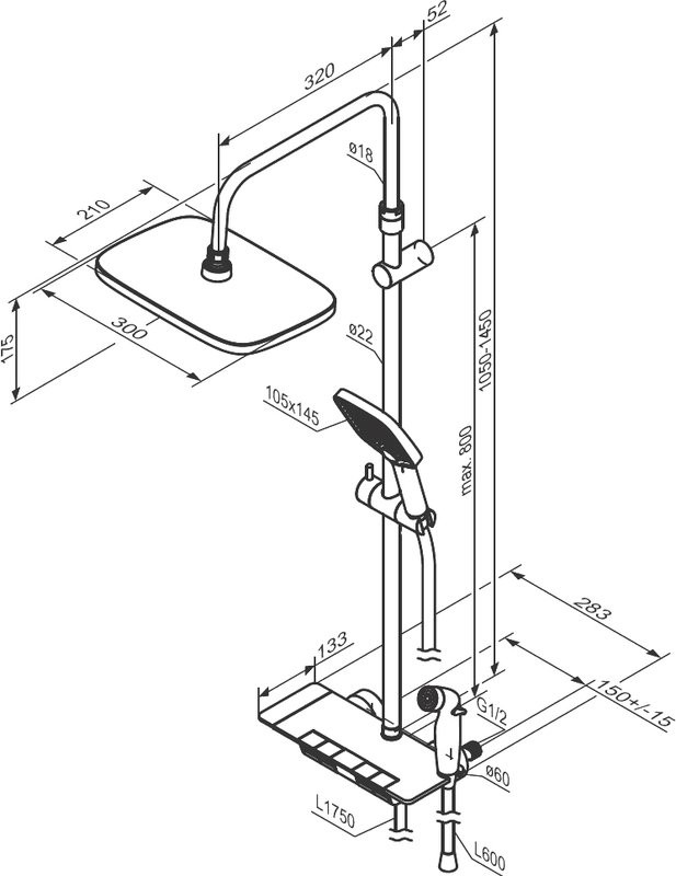 Душевая стойка Damixa Gala 953770300 с гигеническим душем, черная матовая