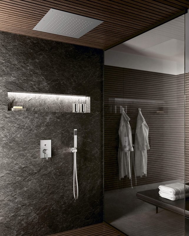 Встраиваемый смеситель для душа и ванны Paffoni Rock RO018CR С ВНУТРЕННЕЙ ЧАСТЬЮ, хром