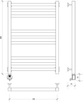 Полотенцесушитель электрический Secado Корато 3 85x55 см, подключение слева, матовый черный, лесенка