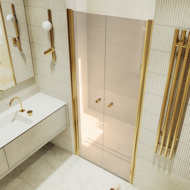 Душевая дверь в нишу Maybahglass MGD-427-3 120 см, профиль матовое золото, стекло бронза