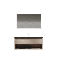 Мебель для ванной комнаты Sancos Marmi 1.0 120 черная раковина, дуб галифакс натуральный