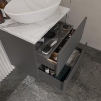 Тумба под раковину со столешницей STWORKI Колдинг 60 антрацит, матовая белая