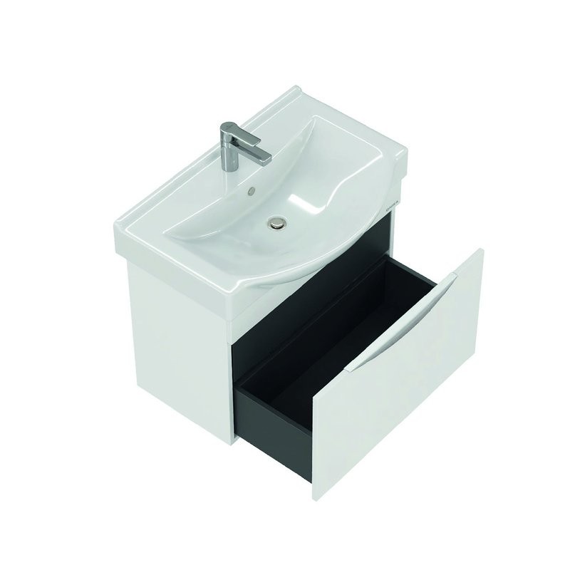 Тумба под раковину без столешницы Onika Навиа 65 подвесная, глянцевая белая