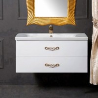 Тумба с раковиной Armadi Art NeoArt 100 white с ручками Wave золото Тумба с раковиной Armadi Art NeoArt 100 white с ручками Wave золото