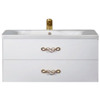 Тумба с раковиной Armadi Art NeoArt 100 white с ручками Wave золото Тумба с раковиной Armadi Art NeoArt 100 white с ручками Wave золото