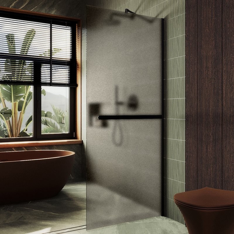 Душевая перегородка Maybahglass MGD-716-6ш 119 см, профиль черный, стекло бронза матовое