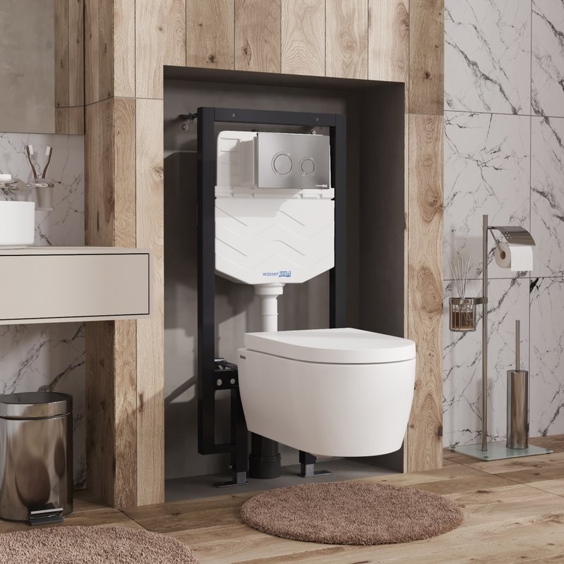 Система инсталляции для унитазов Wasserkraft Vils 56TLT.010.ME.CH01 с кнопкой смыва хром