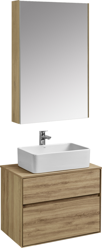 Мебель для ванной комнаты AQUATON Либерти 75 со столешницей дуб эльвезия, раковина Mila 35