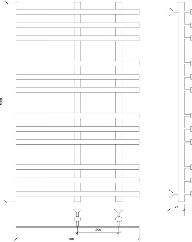Полотенцесушитель водяной Secado Понтида 3 100x50 см, матовый черный, лесенка
